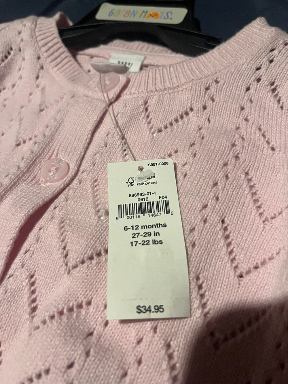 GAP Light Pink Knit Button-Up Cardigan
